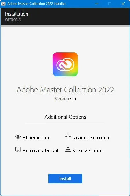Cài đặt Adobe Master Collection 2022